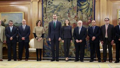 Los Reyes reciben a los representantes de la Comisión Islámica de España en 2017.